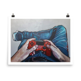 Gamer art print and video game poster titled "First Person Gamer" – immersive wall art for gaming fans and collectors