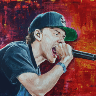 Logic rapper painting by Bart Carels – bold hip-hop portrait