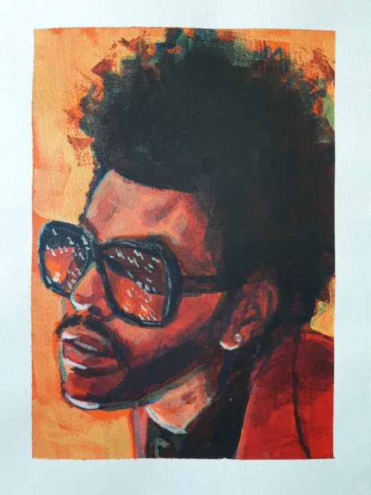 The Weeknd Painting – Cinematic Acrylic Portrait by Bart Carels