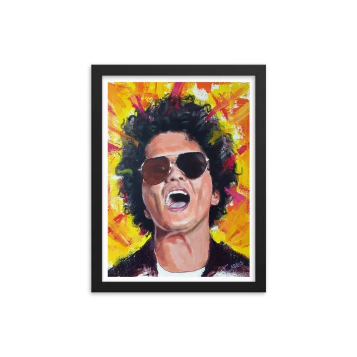 Bruno Mars Framed poster - Bruno Mars Art Print - Bruno Mars Gift- Bruno Mars Decor - Pop Music Wall Art