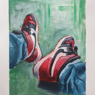 Air Jordan 1 Painting – Original Acrylic Sneaker Artwork in Bred Colorway
