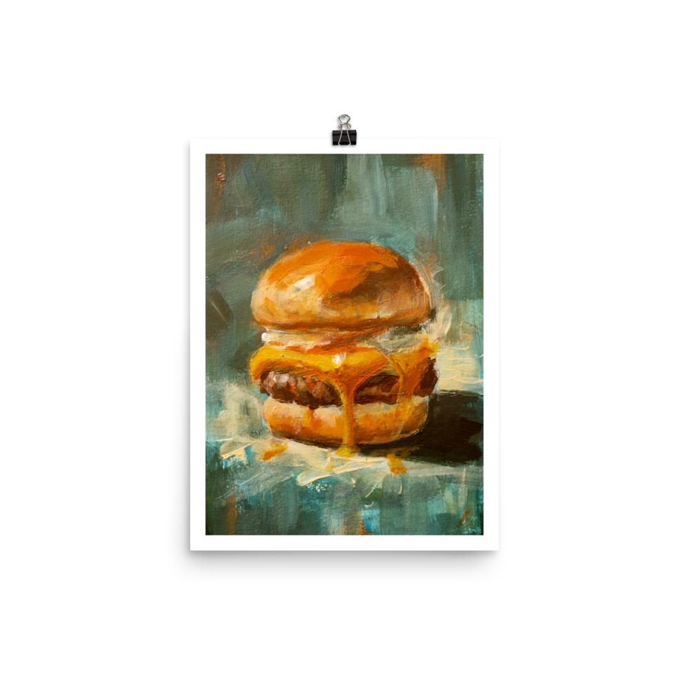 Burger Art Print – “Golden Drip” Retro Pop Artwork - Image 2